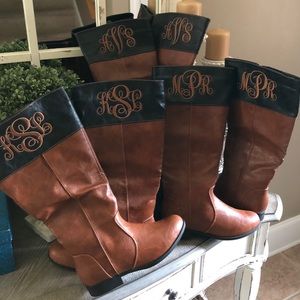 Custom Monogramned Boots Women’s 7 Wide Shaft
